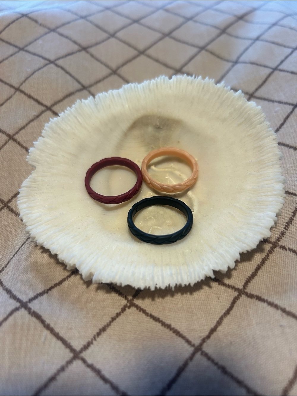 Silicone Ring Set -Pink, Maroon, and Black Braided Rings